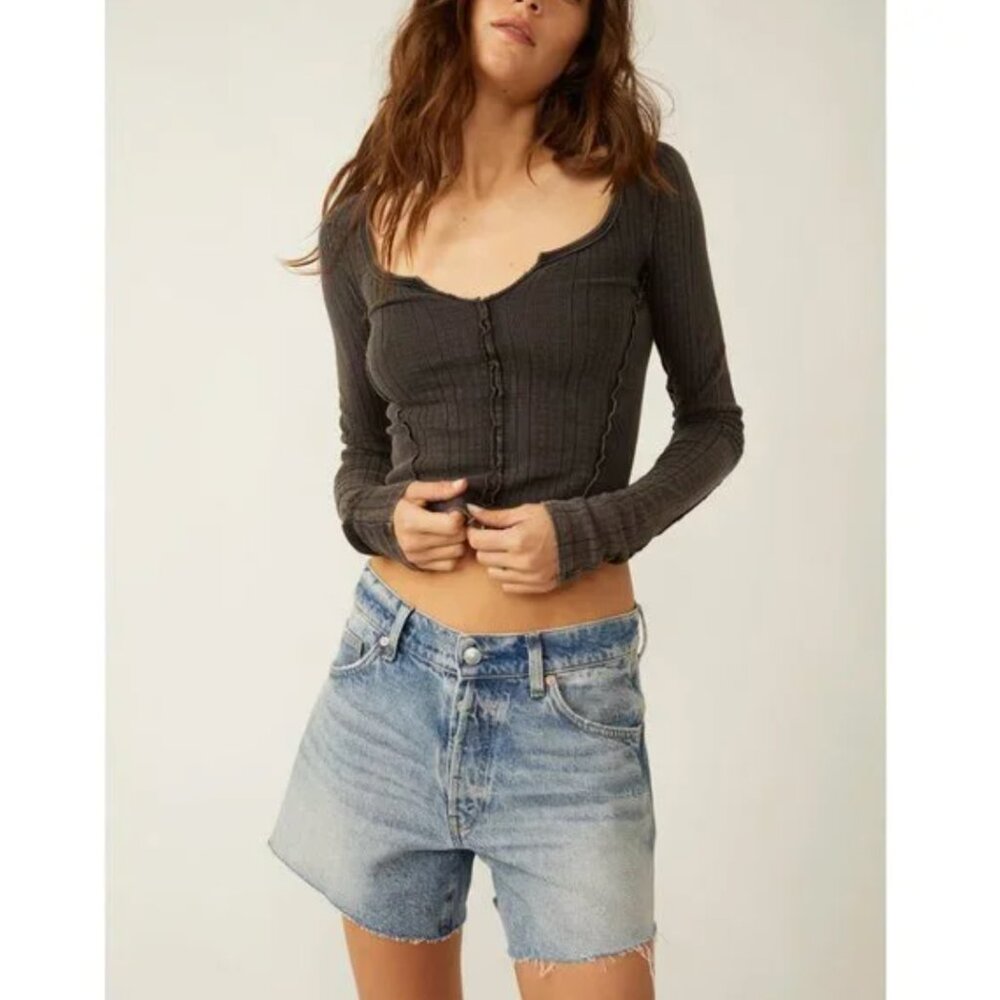 FREE PEOPLE Eyes On You Long Sleeve / Black NEW